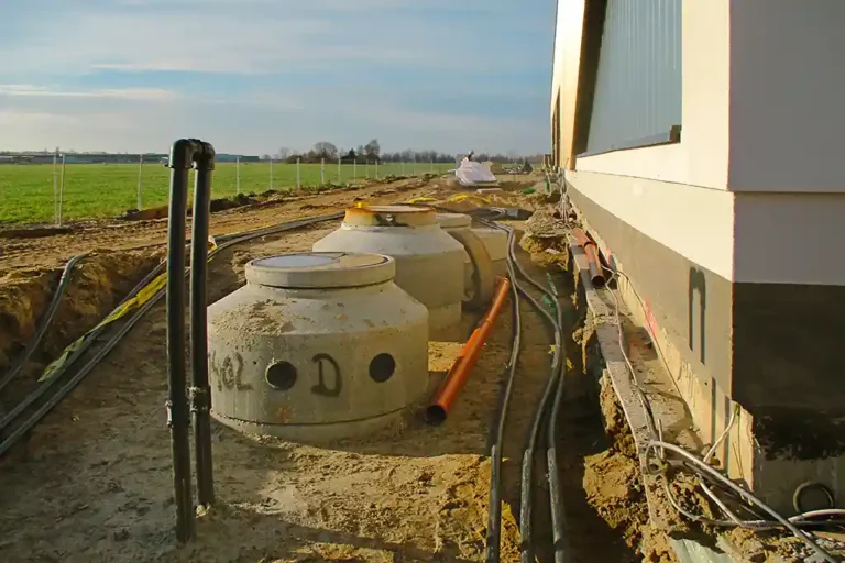 Schmutzwasserkanal auf dem Gelände des Feuerwehr- Neubaus in Kremmen